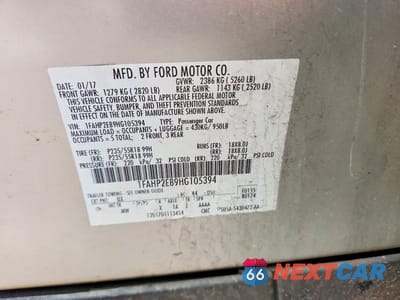 Zdjęcie 12 z 12 samochodu: 2017 FORD TAURUS SEL VIN:1FAHP2E89HG105394 - miniatura