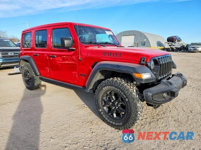 Czwarte zdjęcie samochodu z boku: 2021 JEEP WRANGLER UNLIMITED SPORT VIN:1C4HJXDN3MW660583 - miniatura
