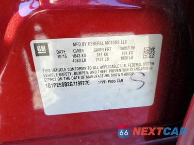 Zdjęcie 12 z 13 samochodu: 2016 CHEVROLET CRUZE LIMITED LT VIN:1G1PE5SB2G7199770 - miniatura