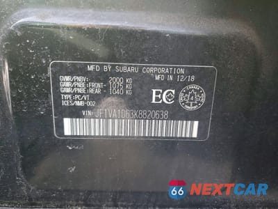 Zdjęcie 13 z 13 samochodu: 2019 SUBARU WRX PREMIUM VIN:JF1VA1D63K8820638 - miniatura