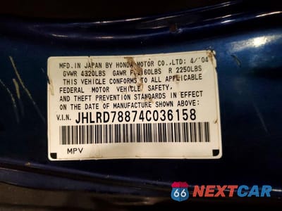 Zdjęcie 13 z 13 samochodu: 2004 HONDA CR-V EX VIN:JHLRD78874C036158 - miniatura