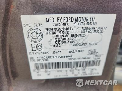 Zdjęcie 12 z 12 samochodu: 2012 FORD ESCAPE XLT VIN:1FMCU0D75CKB84042 - miniatura