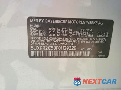 Zdjęcie 13 z 13 samochodu: 2015 BMW X5 SDRIVE35I VIN:5UXKR2C53F0H39228 - miniatura