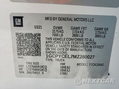 Zdjęcie 12 z 12 samochodu: 2021 CHEVROLET SILVERADO K1500 TRAIL BOSS CUSTOM VIN:1GCPYCEL7MZ280027 - miniatura