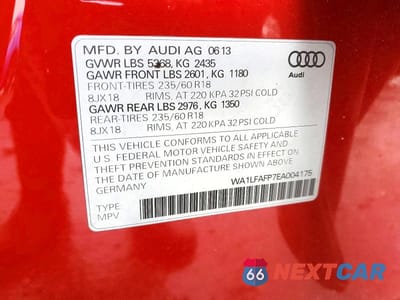 Zdjęcie 13 z 13 samochodu: 2014 AUDI Q5 PREMIUM PLUS VIN:WA1LFAFP7EA004175 - miniatura