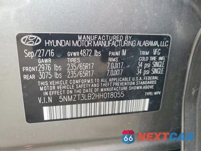 Zdjęcie 13 z 13 samochodu: 2017 HYUNDAI SANTA FE SPORT VIN:5NMZT3LB2HH018055 - miniatura