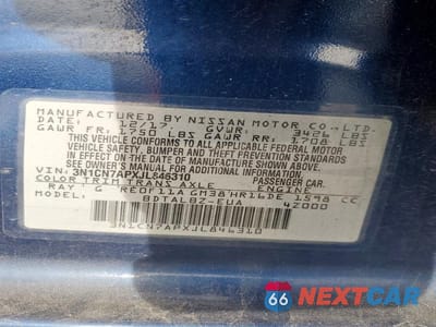 Zdjęcie 12 z 12 samochodu: 2018 NISSAN VERSA SV VIN:3N1CN7APXJL846310 - miniatura