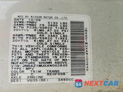 Zdjęcie 12 z 12 samochodu: 2010 NISSAN MURANO S VIN:JN8AZ1MUXAW002645 - miniatura