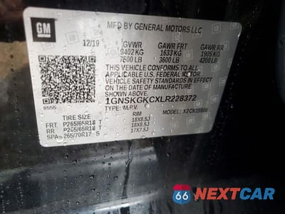 Zdjęcie 13 z 13 samochodu: 2020 CHEVROLET SUBURBAN K1500 LS VIN:1GNSKGKCXLR228372 - miniatura