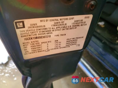 Zdjęcie 12 z 12 samochodu: 2005 CHEVROLET SILVERADO K1500 VIN:1GCEK19B95E307218 - miniatura