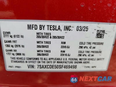 Zdjęcie 13 z 13 samochodu: 2025 TESLA MODEL X VIN:7SAXCDE50SF469498 - miniatura