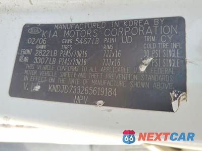 Zdjęcie 13 z 13 samochodu: 2006 KIA SORENTO VIN:KNDJD733265619184 - miniatura