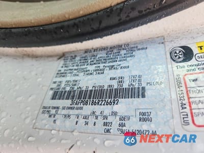 Zdjęcie 12 z 12 samochodu: 2006 FORD FUSION SEL VIN:3FAFP08186R226692 - miniatura