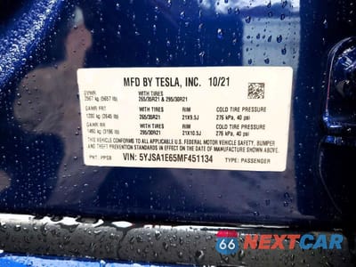 Zdjęcie 12 z 12 samochodu: 2021 TESLA MODEL S VIN:5YJSA1E65MF451134 - miniatura