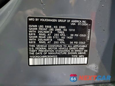 Zdjęcie 14 z 14 samochodu: 2024 VOLKSWAGEN ATLAS PEAK EDITION SE VIN:1V2CR2CA8RC604022 - miniatura