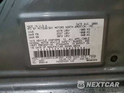 Zdjęcie 12 z 12 samochodu: 2009 MITSUBISHI GALANT ES VIN:4A3AB36F19E025398 - miniatura