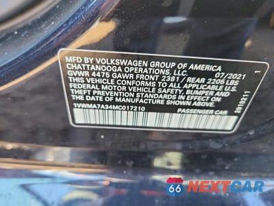 Zdjęcie 12 z 12 samochodu: 2021 VOLKSWAGEN PASSAT R-LINE VIN:1VWMA7A34MC017210 - miniatura