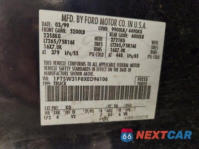 Zdjęcie 12 z 12 samochodu: 1999 FORD F350 SRW SUPER DUTY VIN:1FTSW31F8XED96106 - miniatura
