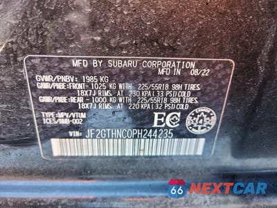 Zdjęcie 14 z 14 samochodu: 2023 SUBARU CROSSTREK LIMITED VIN:JF2GTHNC0PH244235 - miniatura