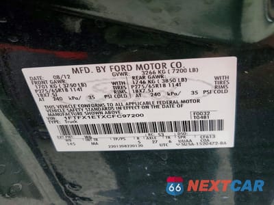 Zdjęcie 12 z 12 samochodu: 2012 FORD F150 SUPER CAB VIN:1FTFX1ETXCFC97200 - miniatura