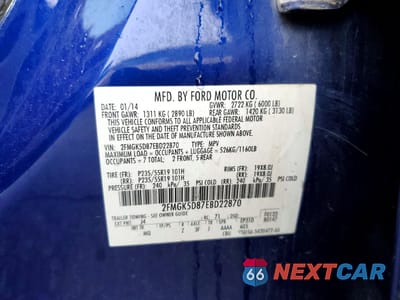 Zdjęcie 13 z 13 samochodu: 2014 FORD FLEX LIMITED VIN:2FMGK5D87EBD22870 - miniatura