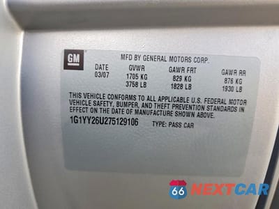 Zdjęcie 12 z 13 samochodu: 2007 CHEVROLET CORVETTE VIN:1G1YY26U275129106 - miniatura