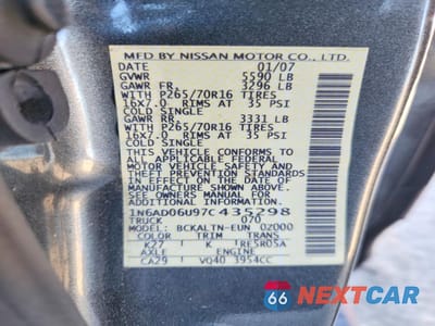 Zdjęcie 12 z 13 samochodu: 2007 NISSAN FRONTIER KING CAB LE VIN:1N6AD06U97C435298 - miniatura