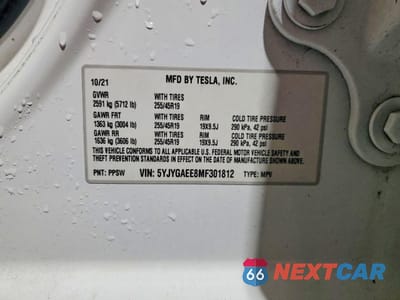 Zdjęcie 14 z 15 samochodu: 2021 TESLA MODEL Y VIN:5YJYGAEE8MF301812 - miniatura