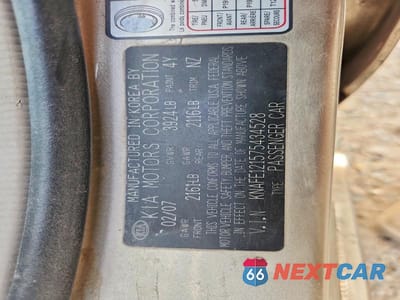 Zdjęcie 12 z 12 samochodu: 2007 KIA SPECTRA VIN:KNAFE121575434528 - miniatura
