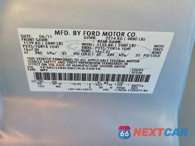 Zdjęcie 12 z 12 samochodu: 2012 FORD ESCAPE HYBRID VIN:1FMCU5K38CKA10916 - miniatura