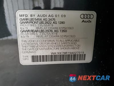 Zdjęcie 12 z 12 samochodu: 2009 AUDI Q5 3.2 VIN:WA1KK78R19A027319 - miniatura