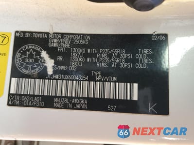 Zdjęcie 14 z 14 samochodu: 2006 LEXUS RX 400 VIN:JTJHW31UX60043254 - miniatura