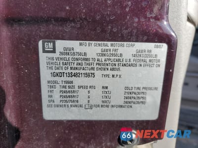 Zdjęcie 12 z 12 samochodu: 2008 GMC ENVOY VIN:1GKDT13S482115975 - miniatura