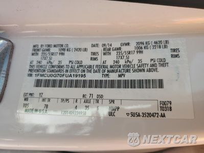 Zdjęcie 12 z 12 samochodu: 2015 FORD ESCAPE SE VIN:1FMCU0G70FUA19195 - miniatura