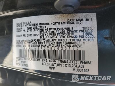 Zdjęcie 13 z 13 samochodu: 2011 MITSUBISHI ENDEAVOR SE VIN:4A4JN3ASXBE025347 - miniatura
