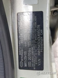 Zdjęcie 12 z 12 samochodu: 2003 HYUNDAI ELANTRA GLS VIN:KMHDN45D43U695078 - miniatura