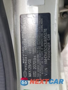 Zdjęcie 12 z 12 samochodu: 2003 HYUNDAI ELANTRA GLS VIN:KMHDN45D43U695078 - miniatura