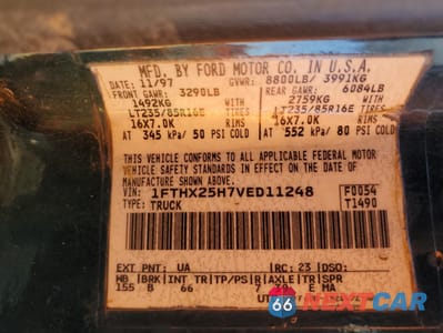 Zdjęcie 12 z 12 samochodu: 1997 FORD F250 VIN:1FTHX25H7VED11248 - miniatura