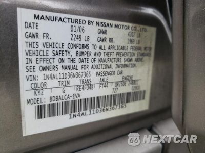 Zdjęcie 12 z 12 samochodu: 2006 NISSAN ALTIMA S VIN:1N4AL11D36N367365 - miniatura