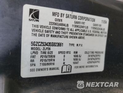 Zdjęcie 13 z 13 samochodu: 2005 SATURN VUE VIN:5GZCZ53435S823661 - miniatura