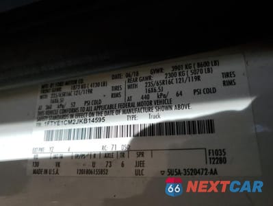 Zdjęcie 13 z 13 samochodu: 2018 FORD TRANSIT T-150 VIN:1FTYE1CM2JKB14595 - miniatura