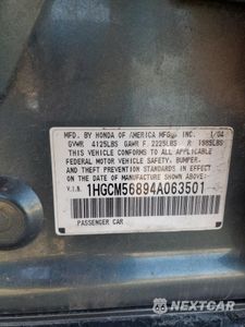 Zdjęcie 12 z 12 samochodu: 2004 HONDA ACCORD EX VIN:1HGCM56894A063501 - miniatura