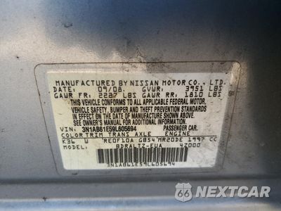 Zdjęcie 14 z 14 samochodu: 2009 NISSAN SENTRA 2.0 VIN:3N1AB61E59L605694 - miniatura