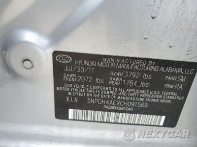 Zdjęcie 12 z 12 samochodu: 2012 HYUNDAI ELANTRA GLS VIN:5NPDH4AEXCH091569 - miniatura