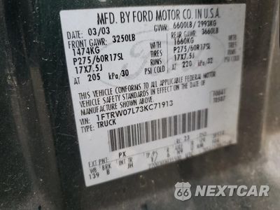 Zdjęcie 14 z 14 samochodu: 2003 FORD F150 SUPERCREW VIN:1FTRW07L73KC71913 - miniatura