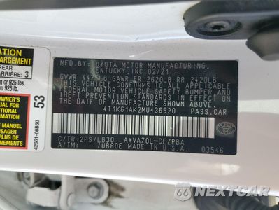 Zdjęcie 14 z 15 samochodu: 2021 TOYOTA CAMRY XSE VIN:4T1K61AK2MU436520 - miniatura