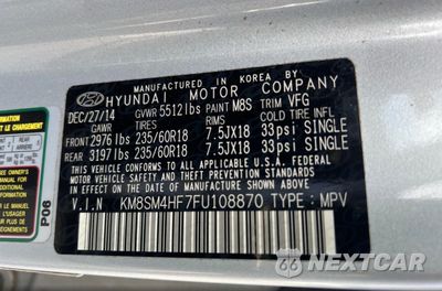Zdjęcie 10 z 10 samochodu: 2015 HYUNDAI SANTA FE GLS VIN:KM8SM4HF7FU108870 - miniatura