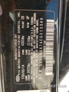 Zdjęcie 12 z 12 samochodu: 2014 KIA OPTIMA EX VIN:5XXGN4A74EG313349 - miniatura