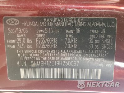 Zdjęcie 15 z 15 samochodu: 2009 HYUNDAI SANTA FE SE VIN:5NMSH13E19H250097 - miniatura