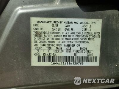 Zdjęcie 13 z 13 samochodu: 2008 NISSAN ALTIMA 2.5 VIN:1N4AL21E98N539769 - miniatura